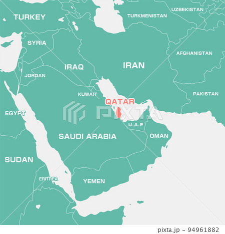 カタールを中心としたアラビア半島周辺　マップ・地図  (英語)