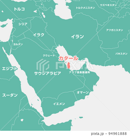 カタールを中心としたアラビア半島周辺　マップ・地図 94961888