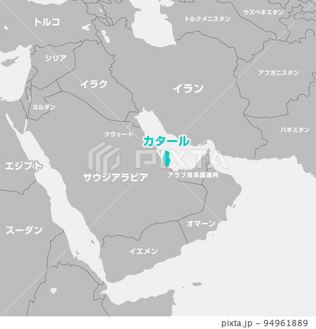 カタールを中心としたアラビア半島周辺　マップ・地図