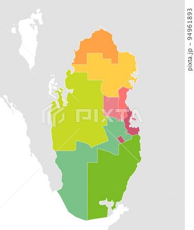 カタール 行政区分 MAP・地図　ベクターイラスト (文字なし)