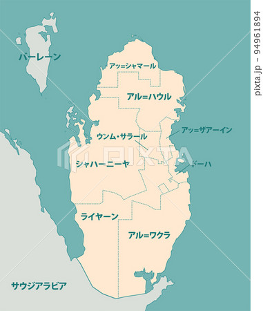 カタール 行政区分 MAP・地図　ベクターイラスト