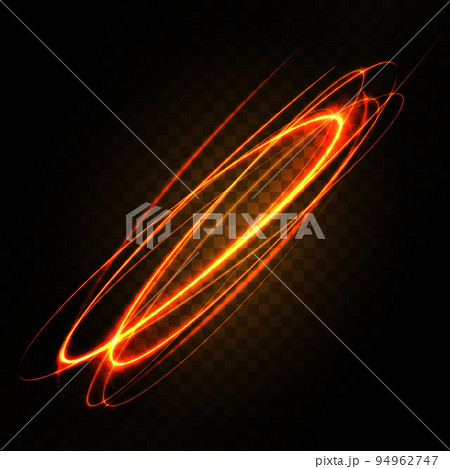 Golden glowing shiny spiral lines effect vector background. EPS10. Abstract light speed motion effect. Shiny wavy trail. Light painting. Light trail. Vector eps10. 94962747