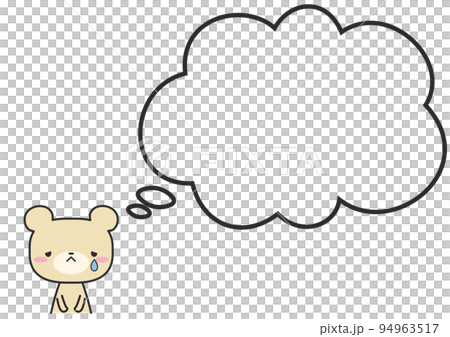 一隻悲傷的上半身熊和一個簡單的蓬鬆氣球 一隻悲傷的上半身熊和一個簡單的蓬鬆氣球 94963517