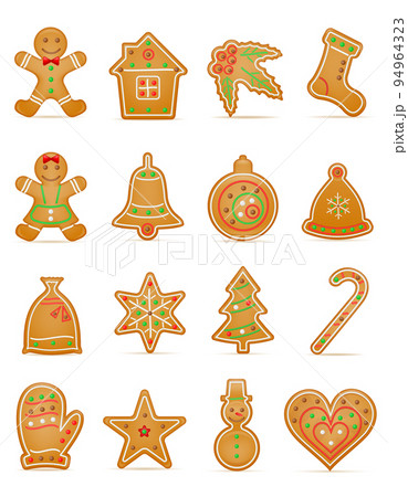 christmas gingerbread cookies for new year's holiday celebration vector illustration christmas gingerbread cookies for new year's holiday celebration vector illustration 94964323