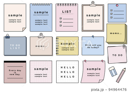 シンプルなメモ帳の素材セット シンプルなメモ帳の素材セット 94964476