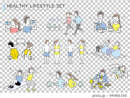 Vector illustration material: set of people who exercise for diet and health management 94966160