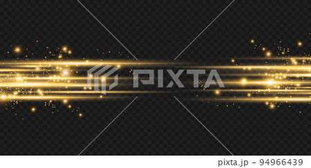 Set glow light effect with white sparks and golden stars shine with special light.White glowing light. Star Light from the rays. The sun is backlit. Bright beautiful star. Sunlight. EPS10. 94966439