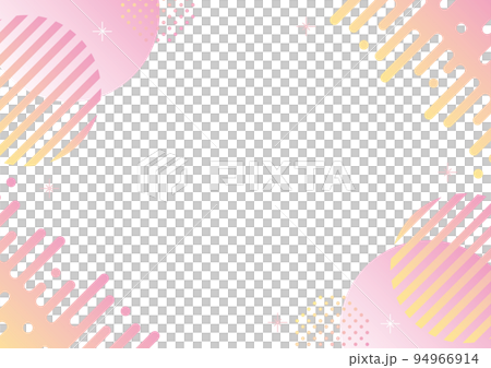 幾何学　抽象的　メンフィス　液体　ピンク　黄色　グラデーション　フレーム 94966914