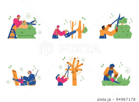 Gardening maintenance and pruning service banners vector illustration isolated. Gardening maintenance and pruning service banners vector illustration isolated. 94967178