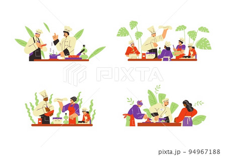 Collection of culinary school and cooking workshop banners, flat vector isolated. 94967188