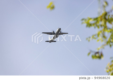 Helicopter. Spanish Air Force rehearsing for the National Day of October 12 through the streets of the city of Madrid. MADRID, SPAIN - OCTOBER 5, 2022. 94968020