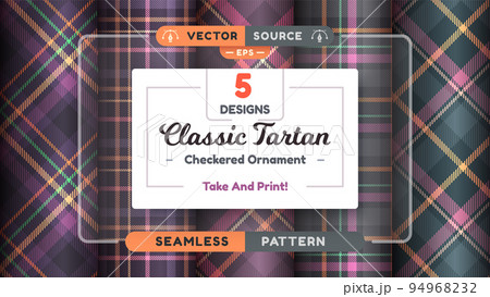 Tartan Halloween seamless patterns, merry christmas texture, checkered scottish fabric. 94968232