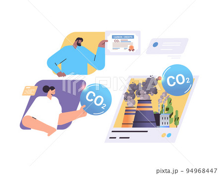 businesspeople signing carbon credits certificate responsibility of co2 emission free trading carbon tax credit environment strategy businesspeople signing carbon credits certificate responsibility of co2 emission free trading carbon tax credit environment strategy 94968447