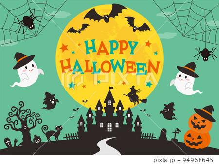 ハロウィン_イメージ_水色_緑_1 ハロウィン_イメージ_水色_緑_1 94968645