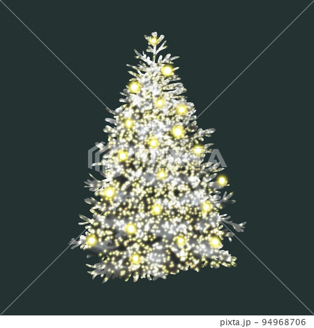 Watercolor Christmas tree. a Christmas tree glowing with golden garlands. Realistic illustration Watercolor Christmas tree. a Christmas tree glowing with golden garlands. Realistic illustration 94968706