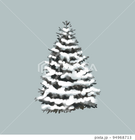 Watercolor snow Christmas tree. Spruce in the snow. Realistic illustration. Watercolor snow Christmas tree. Spruce in the snow. Realistic illustration. 94968713