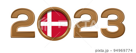 2023 gold number with the flag of Denmark inside 94969774