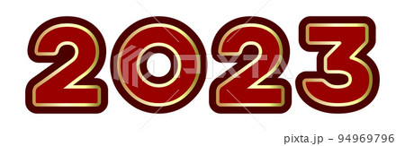 2023 Red numbers with gold stroke. Vector icon 2023 Red numbers with gold stroke. Vector icon 94969796