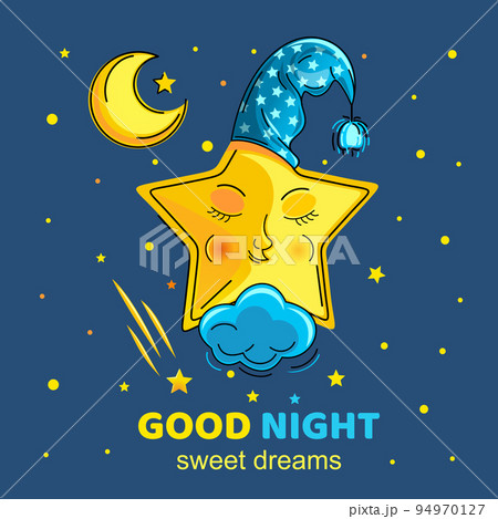The moon sleeps sweetly in the starry sky 94970127