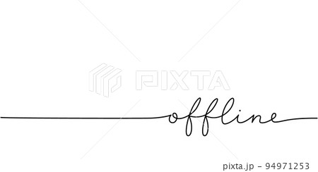 Offline word - continuous one line with word. Minimalistic drawing of phrase illustration. 94971253