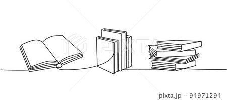 Open and closed books one line continuous drawing. Bookstore, library continuous one line illustration. Vector minimalist linear illustration. Open and closed books one line continuous drawing. Bookstore, library continuous one line illustration. Vector minimalist linear illustration. 94971294