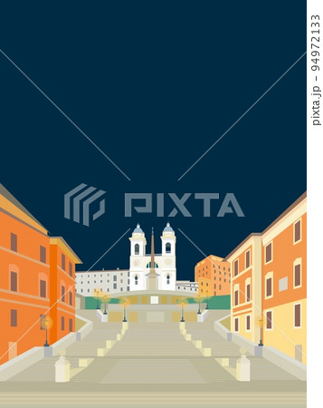 スペイン広場　piazza　di　spagna　ローマ　roma　夜景 94972133