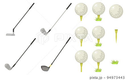 ゴルフ用品セット ゴルフボールとゴルフクラブのイラスト素材