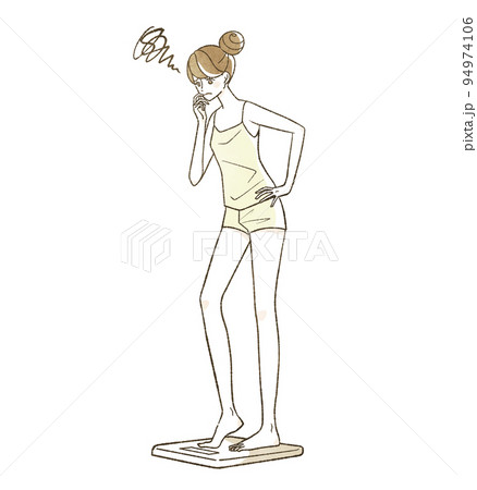 体重計に乗って悩んでいる女性 94974106