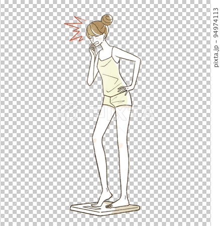Surprised woman on a weight scale 94974113