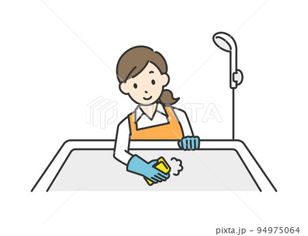 お風呂を掃除をしている主婦のイラスト 94975064