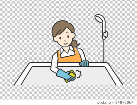 お風呂を掃除をしている主婦のイラスト 94975064