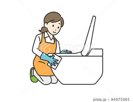 トイレを掃除をしている主婦のイラスト 94975065