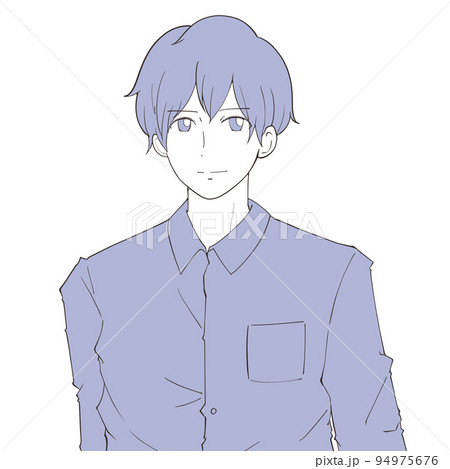 正面を向く爽やかイケメンの人物イラストのイラスト素材