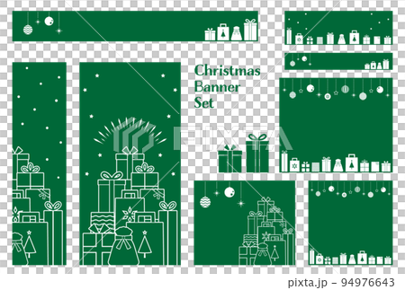 バナーセット_クリスマスプレゼント_緑 94976643