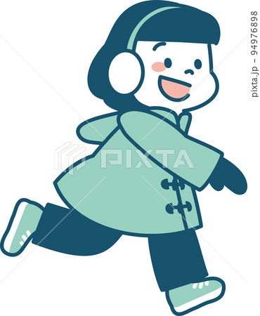 冬　遊ぶ　女の子　イラスト　シンプル 94976898