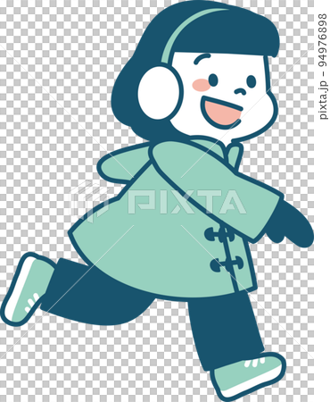 冬　遊ぶ　女の子　イラスト　シンプル 94976898