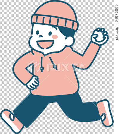 冬　雪合戦　男の子　イラスト　シンプル 94976899