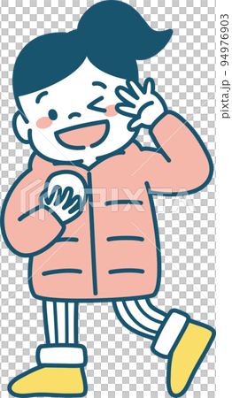 冬季打雪仗女孩插畫簡單 94976903