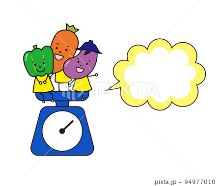 はかりにのった野菜のイラスト(食育) はかりにのった野菜のイラスト(食育) 94977010