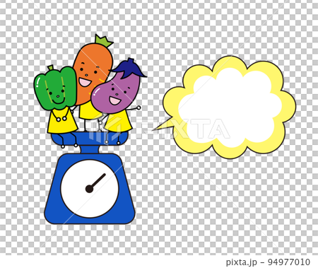 はかりにのった野菜のイラスト(食育) はかりにのった野菜のイラスト(食育) 94977010