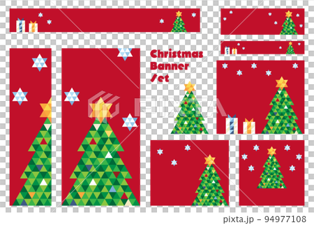 バナーセット_クリスマスツリー_カラフル 94977108