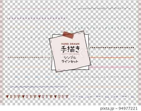 手描きシンプルラインセット＿カラー 94977221