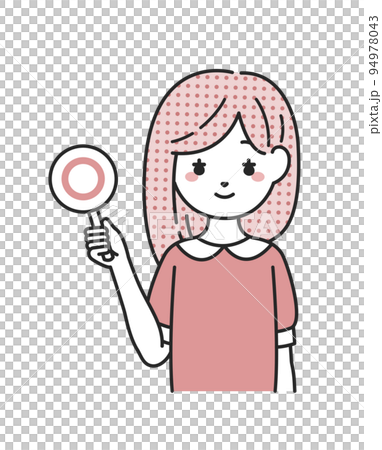 woman with circle tag woman with circle tag 94978043