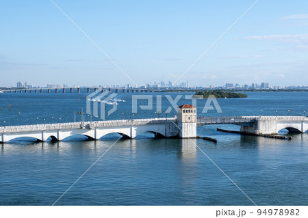 Drawbridge on Venetian Causeway between Miami and Miami Beach, Florida. 94978982
