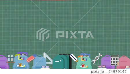 School icons moving against green background School icons moving against green background 94979143