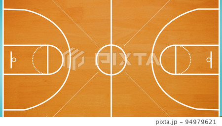 Image of high angle view of orange basketball court 94979621