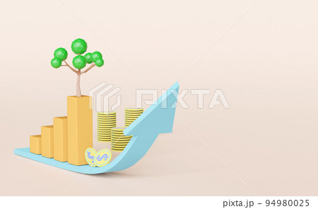 pile coins with tree,arrow isolated on pink pastel background.financial success and growth or saving money concept,3d illustration or 3d render pile coins with tree,arrow isolated on pink pastel background.financial success and growth or saving money concept,3d illustration or 3d render 94980025