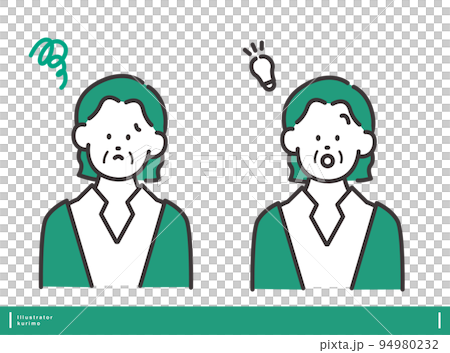 Trouble / flash woman vector illustration material Positive / negative facial expression set Trouble / flash woman vector illustration material Positive / negative facial expression set 94980232