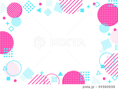 幾何学模様のお洒落な抽象背景フレーム　カラフル　横 94980698
