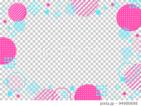 幾何学模様のお洒落な抽象背景フレーム　カラフル　横 94980698